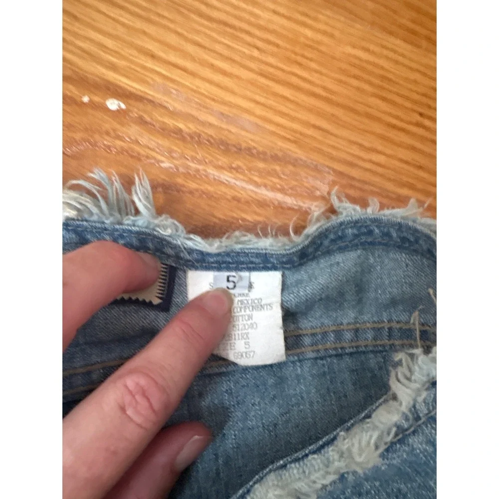 Paris Blues Originals Vintage Y2K Frayed Waist Denim Shorts Blue Size 5